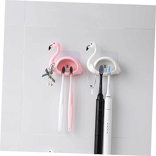 Cute Pink Flamingo Toothbrush Holder Suction Cup Wall Mount