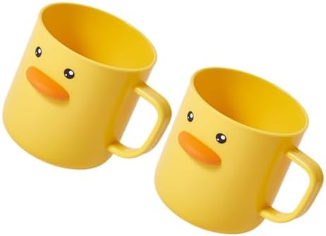 Healifty 2pcs Cute Cartoon Mouthwash Cups Bathroom Tumbler Reusable Drinking Cups Toothbrush Holders