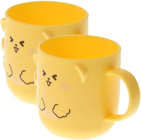 VOSAREA 2Pcs Cute Plastic Mouthwash Cup with Cartoon Design