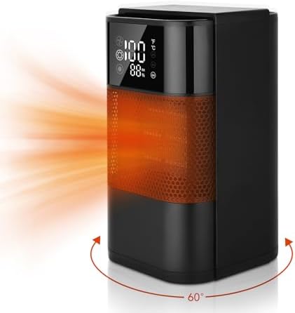 HYFZJMKQ Space Heater - 1000W PTC Quick Heat with Timer 60 Rotation