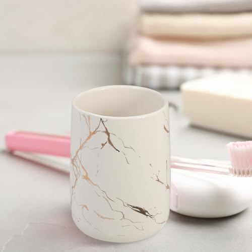 Ciieeo Ceramic Toothbrush Holder with Marbling Pattern