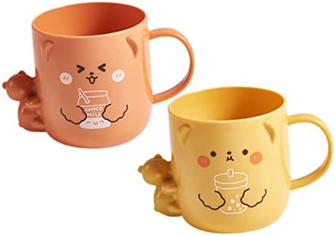 ABOOFAN 2 Pcs Cartoon Toothbrush Cup with Handle for Boys Girls