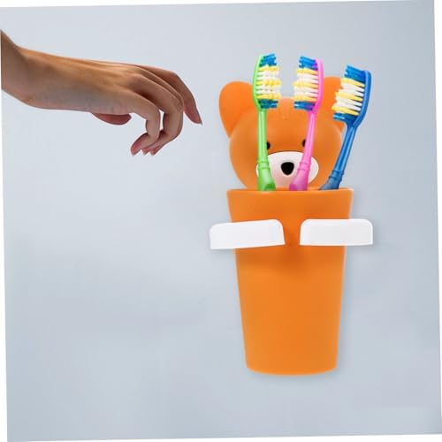 2sets Cartoon Toothbrush Cup Rack Wall Mounted Storage for Bathroom