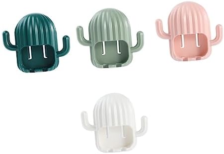 FONDOTIN 4Pcs Cactus Wall Mounted Toothbrush Holder