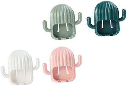 4Pcs Wall Hanging Toothbrush Rack Cute Cactus Design No Drill Bathroom Organizer 1