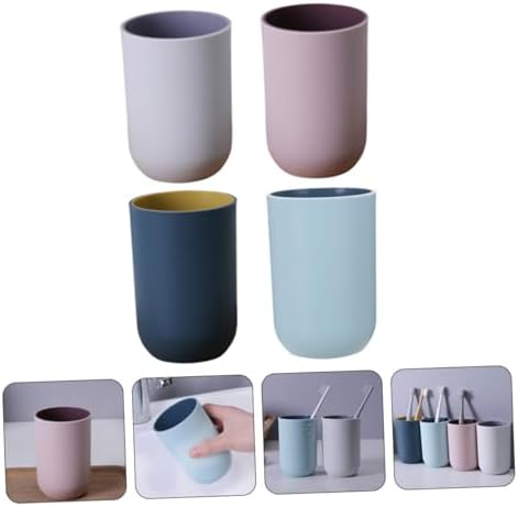 4pcs Couples Toothbrush Holder Bathroom Cups Plastic Tumbler Holder for Washstand