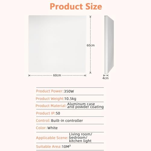 375W Wall-Mounted Electric Panel Heater with Thermostat 1