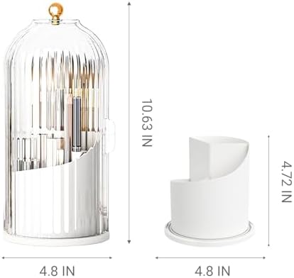 Concealed Toothbrush Holder with 360 Rotating Lid for Bathroom Counter