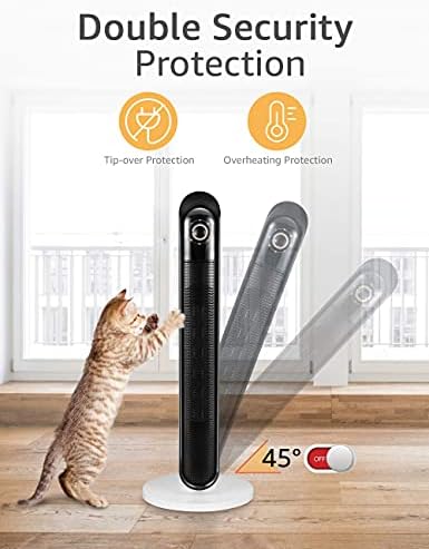 Breezewell 32 Inch Ceramic Space Heater with Oscillation and Adjustable Thermostat