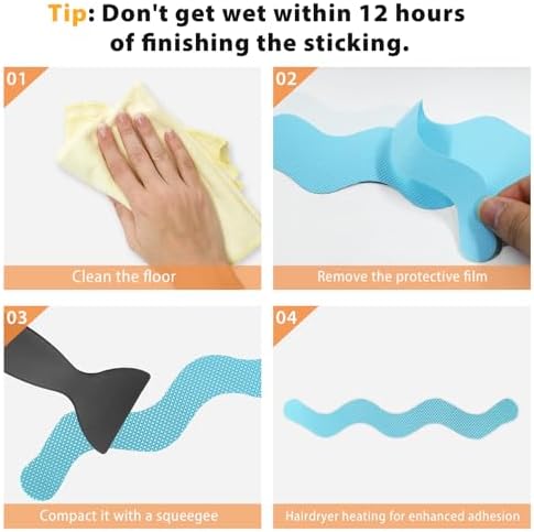 24PCS Non Slip Bathtub Stickers Blue Safety Anti Slip Peel Stick Decals