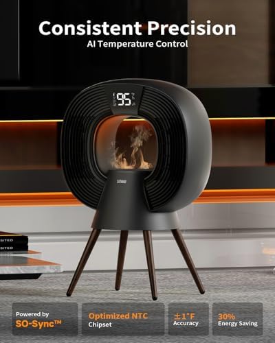 Sothing Star 3-in-1 Space Heater with Humidifier and Flame Light