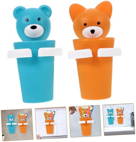PRETYZOOM 2 Sets Cartoon Toothbrush Holder Cup Rack
