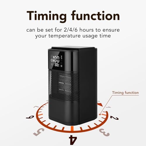 HYFZJMKQ Space Heater - 1000W PTC Quick Heat with Timer 60 Rotation