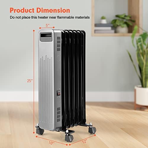 PETSITE Oil Filled Radiator Heater 1500W Black