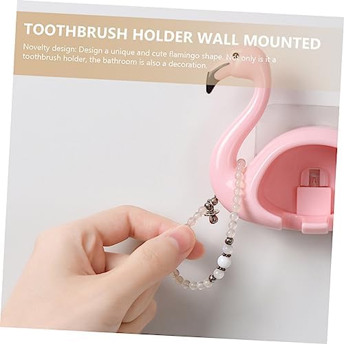 2Pcs Flamingo Wall Mounted Toothbrush Holder for Bathroom 1