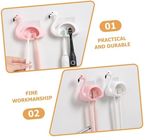 LIFKOME Flamingo Wall Mounted Toothbrush Holder 2 Pack 1