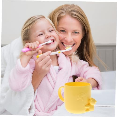 VOSAREA 2Pcs Cute Plastic Mouthwash Cup with Cartoon Design