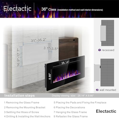 36 Inch Electric Fireplace with Timer and Remote Control