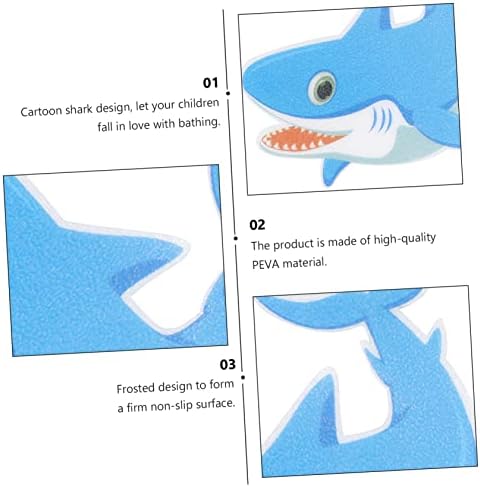 Amosfun 5pcs Non-Slip Bath Stickers Cartoon Shark Design