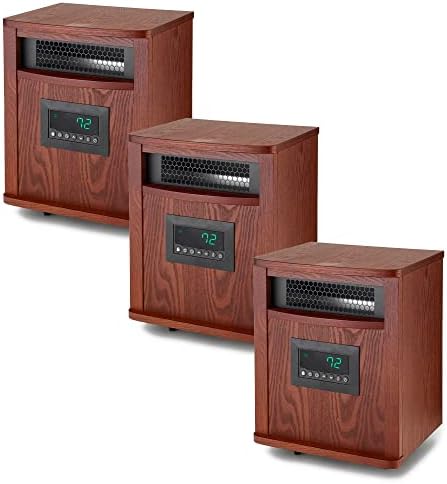 Lifesmart 1500W Infrared Space Heater with 6 Elements Remote Casters Brown 3 Pack