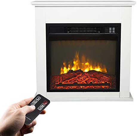 Zokop 25 Electric Fireplace with Realistic Flame and Wood Mantel