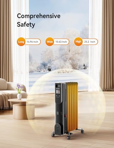 CCGIRU Oil Filled Radiator Heater with Remote Control 1500W
