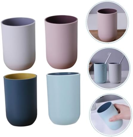 4pcs Couples Toothbrush Holder Bathroom Cups Plastic Tumbler Holder for Washstand