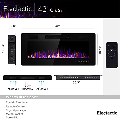 42 Inch Electric Fireplace with Timer and Remote Control