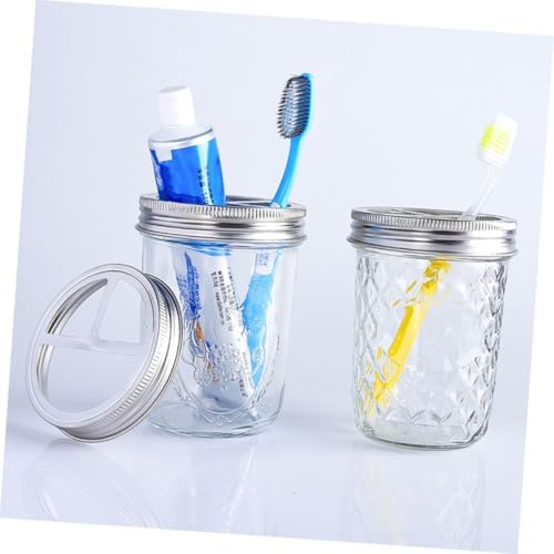 5 Pcs Metal Jar Lid for Toothbrush and Toothpaste Storage