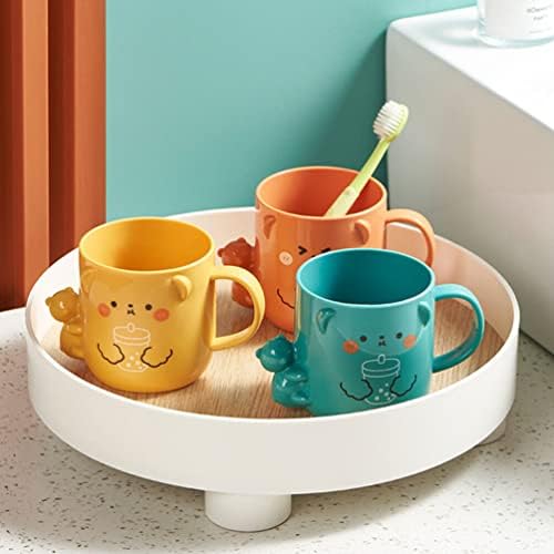 2 Pcs Cartoon Bear Pattern Toothbrush Cups with Handle