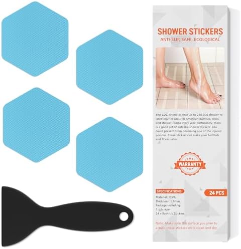 Non Slip Bathtub Stickers with Scraper 24PCS Blue
