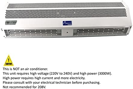 Awoco 40 Inch Heated Air Curtain with 2 Speeds and Remote Control