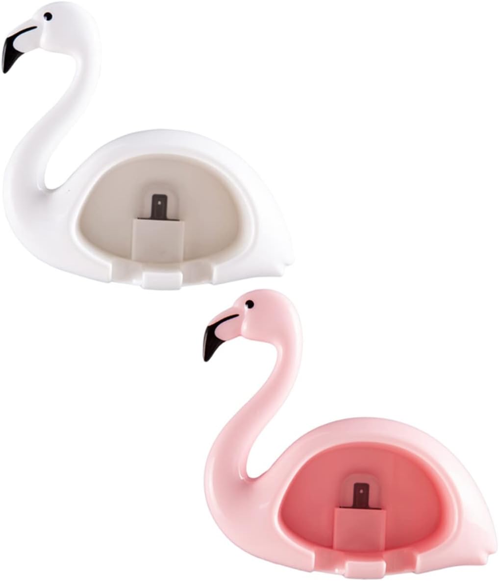 Amosfun 2Pcs Wall Mounted Adhesive Toothbrush Holder Space Saving Organizer