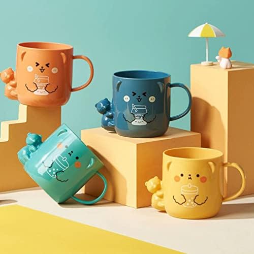 2 Pcs Cartoon Bear Pattern Toothbrush Cups with Handle