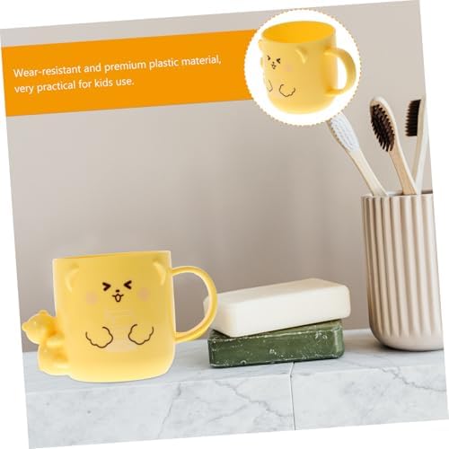 VOSAREA 2Pcs Cute Plastic Mouthwash Cup with Cartoon Design