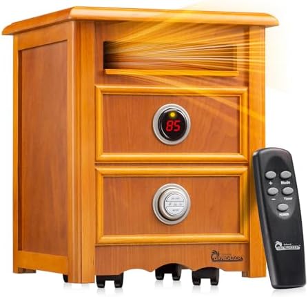 Dr Infrared Heater DR999 1500W Dual Heat Nightstand Cherry