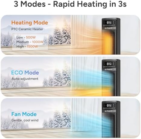 DRPREPARE 24 Electric Heater with 3D Flame and Remote Control