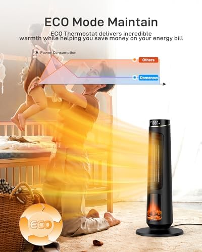Domenow 31 Tower Space Heater 1500W Fast Heating Timer Remote Control
