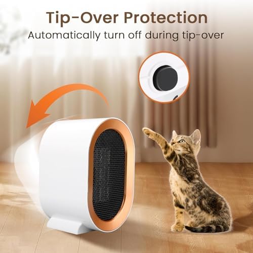 PERLLENT 1200W Electric Desk Space Heater with Overheat Tip-Over Protection