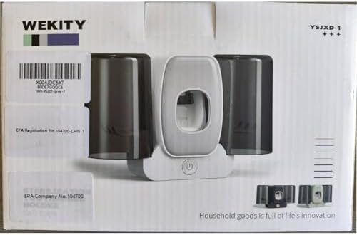 Wekity 4-Slot Electric Toothbrush Holder with Toothpaste Dispenser Grey