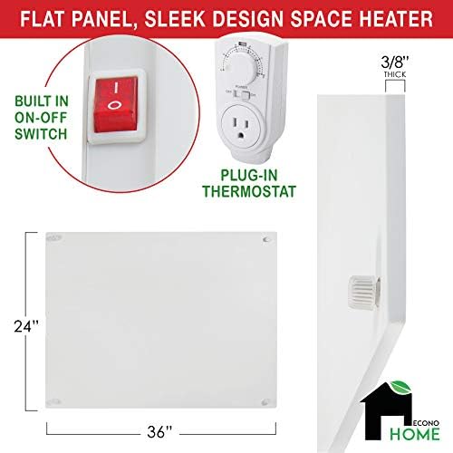 EconoHome Wall Mount Space Heater Panel with Thermostat