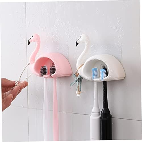 2Pcs Flamingo Wall Mounted Toothbrush Holder for Bathroom 1