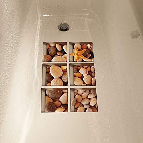 AILEGOU 3D Non-Slip Bathtub Stickers - 6 Pieces Pebbles-A05