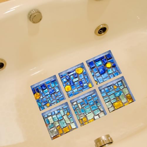 RORPOIR Bathtub Decals 3D Mosaic Non-Slip Set of 6