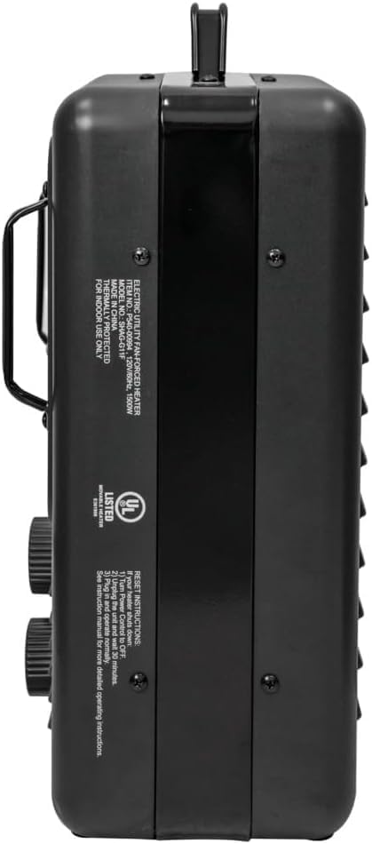 1500W Black Electric Heater with Adjustable Thermostat 1
