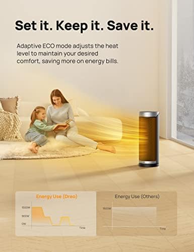 Dreo Silver Heater 1500W PTC Ceramic with Remote and Timer