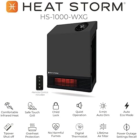 Heat Storm Wall Mount Gray 1000W Indoor Heater