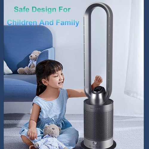 Voagupa Bladeless Heater Fan with Air Purifier 36 Inch Silver Grey 1