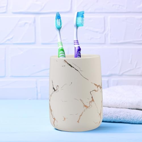 Ciieeo Ceramic Toothbrush Holder with Marbling Pattern