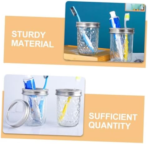Ciieeo 5Pcs Stainless Steel Toothbrush Holder Jar Lids 1